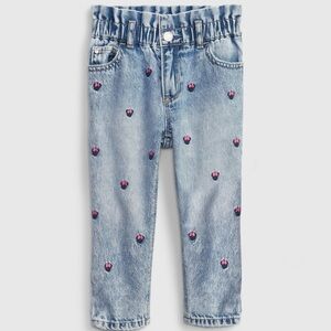 GAP Kids x Disney minnie mouse embroidered jeans paperbag waist bow toddler girl